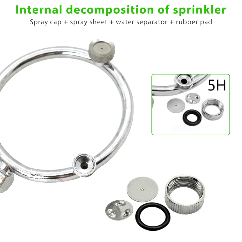 HASTHIP® Atomizing Porous Water Sprinkler Ring Multi-porous Annular Nozzle Attachment for Water Sprayer Pressurized Mist Water Sprayer Nozzle Stainless Steel Multi Head Spray Nozzle