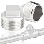HASTHIP® 2pcs 304 Stainless Steel Pipe Fitting, 3/4'' Square Head Cored Plug Pipe Fastener to Seal The End of The Pipe