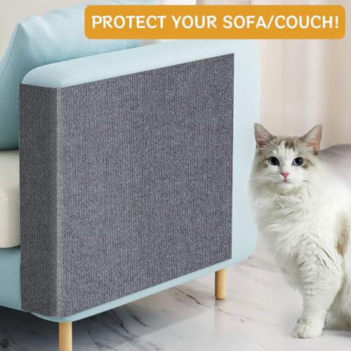 HASTHIP® Scratch Pad for Cats, Grey Cuttable Cat Scratch Pad, Self-Adhesive Cat Scratcher Mat Scratching Pads Protects Wall Floors & Furniture - Large 30x100cm