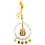 HASTHIP Car Hanging Ornament for Rearview Mirror featuring Golden Alloy Gourd and Crystal Beads | Good Luck Car Decor Gift