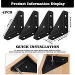 HASTHIP® 4Pcs Corner Braces Angle Brakets Steel L-Brackets 90°C Shelf Support Corner Braces, Triangle Furniture Right-Angle Joints Brackets, Corner Desk Connector for Bed Cabinet (Screws Not Included)