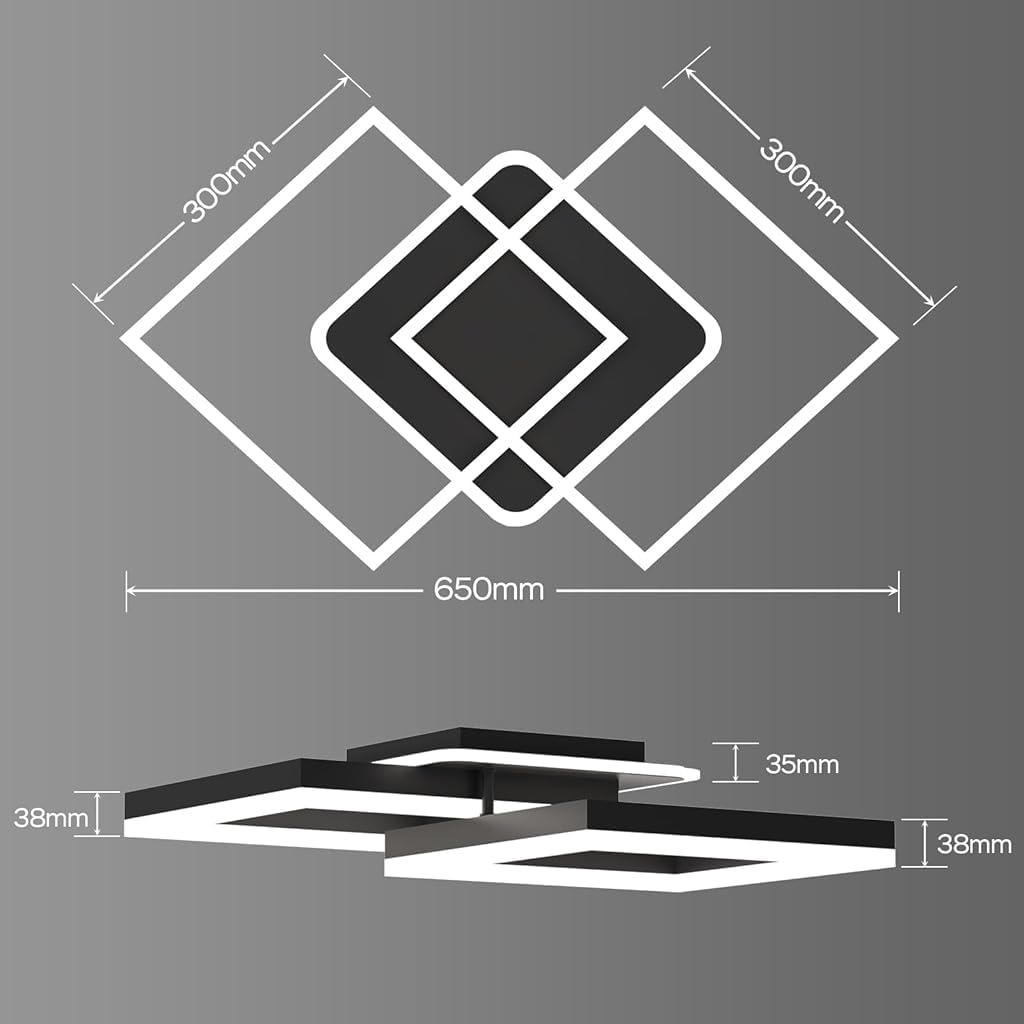 Hasthip Modern Geometric LED Ceiling Light with Remote Control & Dimmable Design