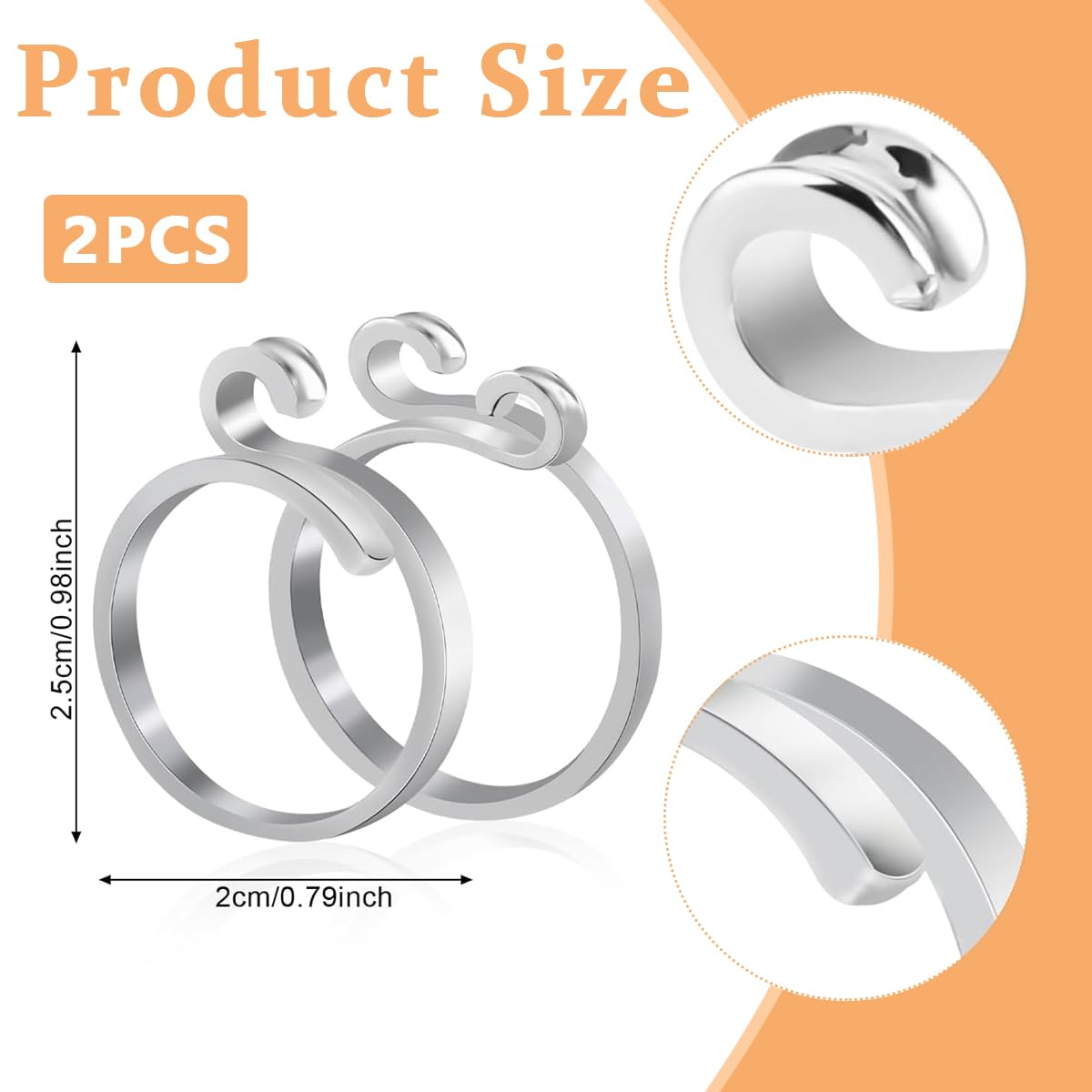 HASTHIP Adjustable Crochet Ring for Finger with Hook Design and Alloy Build | 2PCS Set