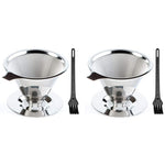 HASTHIP Pour Over Coffee Dripper with Dual Filter Mesh for 1-6 Cup Brewing | Stainless Steel Reusable Cone