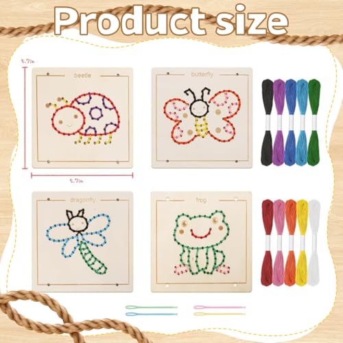HASTHIP® Insect Themed Sewing Kit for Kids, Montessori Bug Lacing Toys Ages 3-5, Fine Motor Skills Educational Threading Board with Butterfly Design, Preschool Science Learning Toy Gift