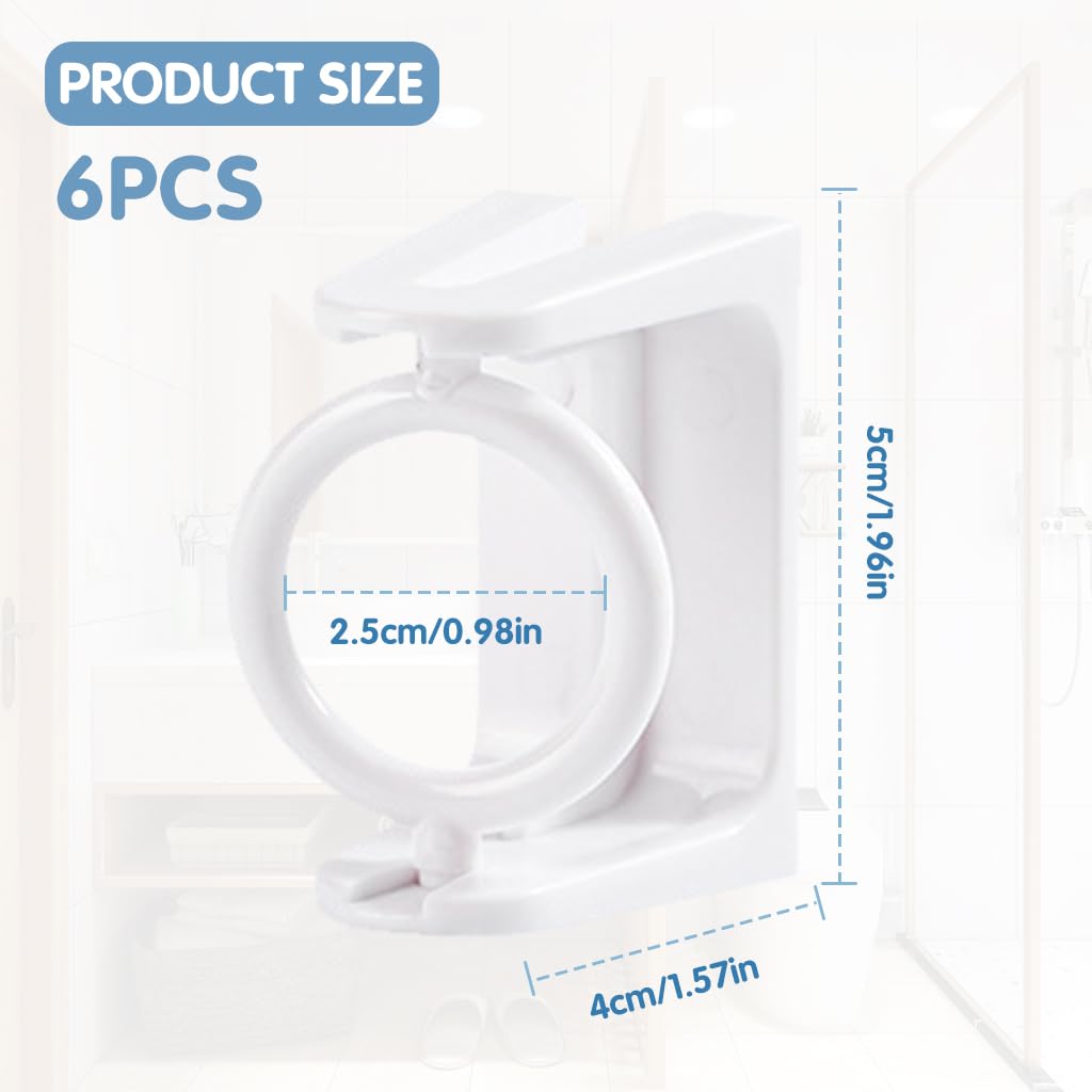 HASTHIP Curtain Rod Bracket for Wall and Shower Use featuring Rotating Round Hook | 6Pcs ABS Self Adhesive Holders
