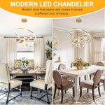 HASTHIP® Modern LED Chandelier for Living Room 55W Geometric Hanging Lamp Multi Ring Hanging Lamp with Remote Control Dimmable Ceiling Light for Living Room, Dining Room