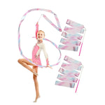HASTHIP Sports Ribbons with Sticks for Rhythmic Gymnastics featuring 2 m Streamers | Polyester Glitter Pink Design for Kids Dance