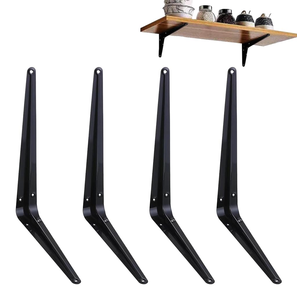 HASTHIP Wall Shelf Brackets for Shelving and Storage with Pre-Drilled Holes 10x12 in Steel Pack of 4