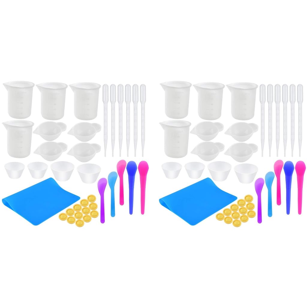 HASTHIP Silicone Resin Measuring Cups Kit for DIY Craft Jewelry with 72pcs Tools Set | Includes Mixing Bowls and 100ml Cups