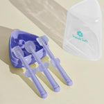 HASTHIP® Cepillo de dientes de silicona para bebé,set 3 en 1 para 0-18 meses con limpiador lengua recién nacidos,cepillo en forma U y masajeador encías suave con estuche