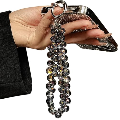 HASTHIP® Beaded Phone Charm for Girls Women Fashion Sparkling Acrylic Beading Phone Charm Phone Chain Lanyard Wrist Strap with Attachmen Piece & Quick Release Ring Buckle