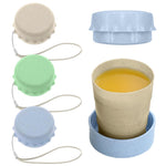 HASTHIP Collapsible Cup for Travel with Lid and Lanyard | 3 Pack Silicone Reusable Cups