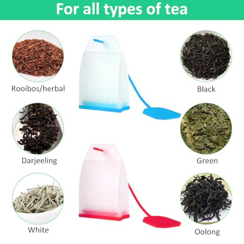 HASTHIP® 4 Pack Silicone Tea Infuser for Loose Leaf Tea,BPA Free Heat Resistant Strainer with 4.7 Inch Line,Reusable Filter with Spoon Fine Mesh Steeper for Herbal Coffee Spices