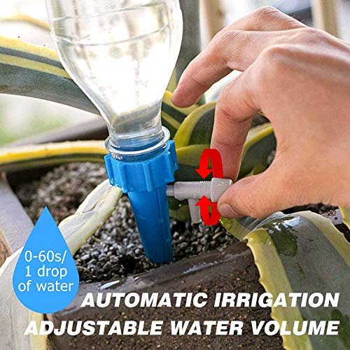 HASTHIP® Plastic 12 Pcs Drip Irrigation Kit For Home Garden Self-Watering Spikes For Plants Automatic Plant Water Dropper With Slow Release Control Valve Switch X3