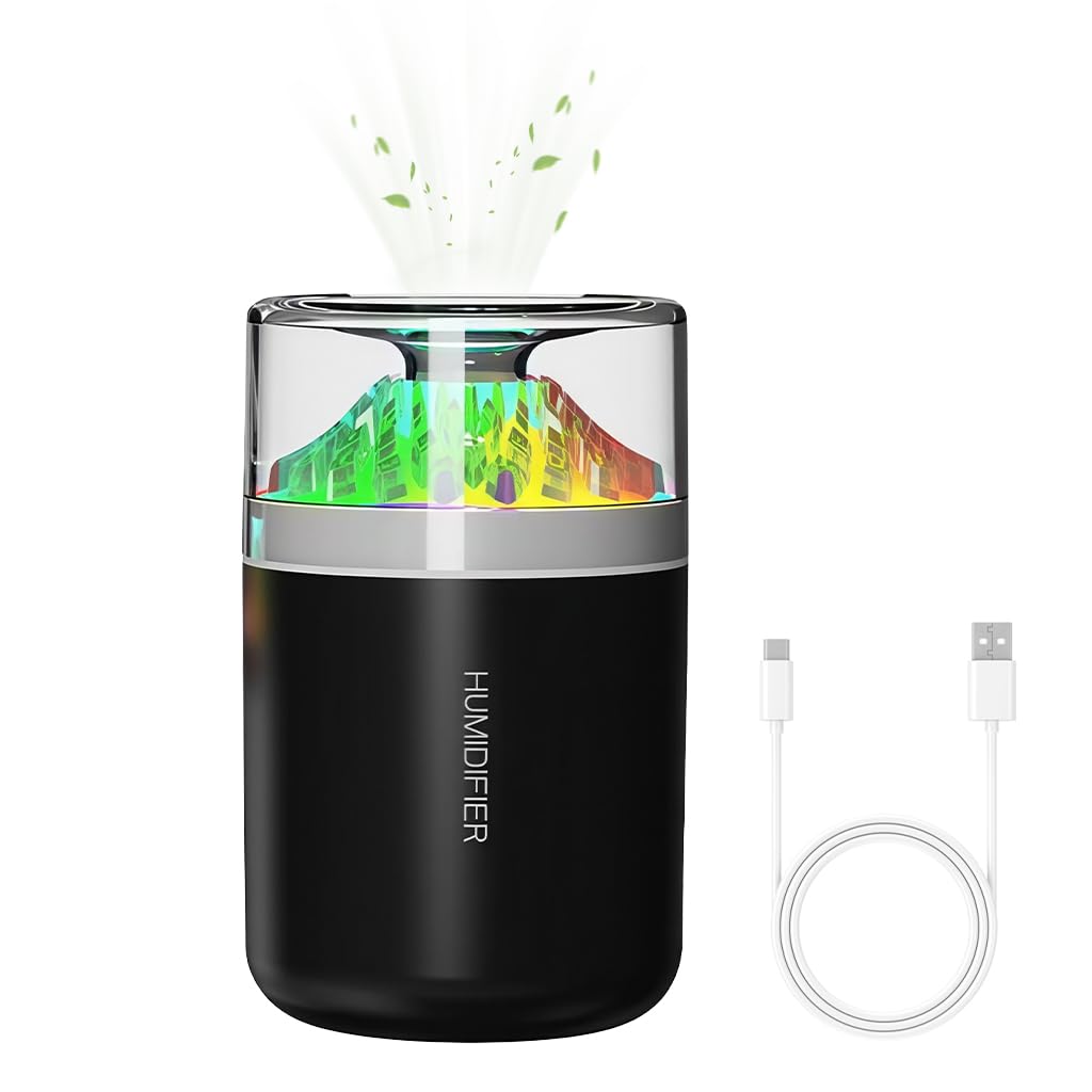 HASTHIP® 180ml Mini USB Car Diffuser, Portable Electric Incense Burner & Aroma Humidifier with 7-Color Light, Automatic Shut-Off, Rechargeable Oud Bukhoor Mist Maker for Home Office Ramadan