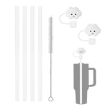 HASTHIP Straws for Stanley Cup 12.2 in Reusable PE Set with Cloud Caps and Cleaning Brush | 7pcs