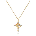 HASTHIP® Cross Necklace for Women Men Stainless Steel Golden Chain Rhinestone Crown Cross Pendant Stylish Choker Necklace Jewellery Birthday Gift for Girlfriend, Women, Girls