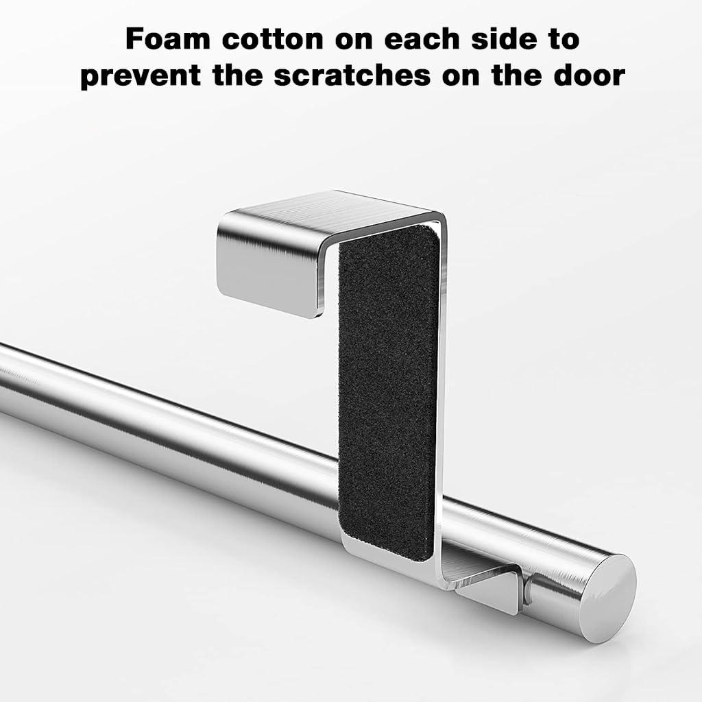 HASTHIP Towel Holders for Kitchen and Bathroom with 22.7–37.7cm Adjustable Telescopic Bar | Stainless Steel No Drill Over Door Rack