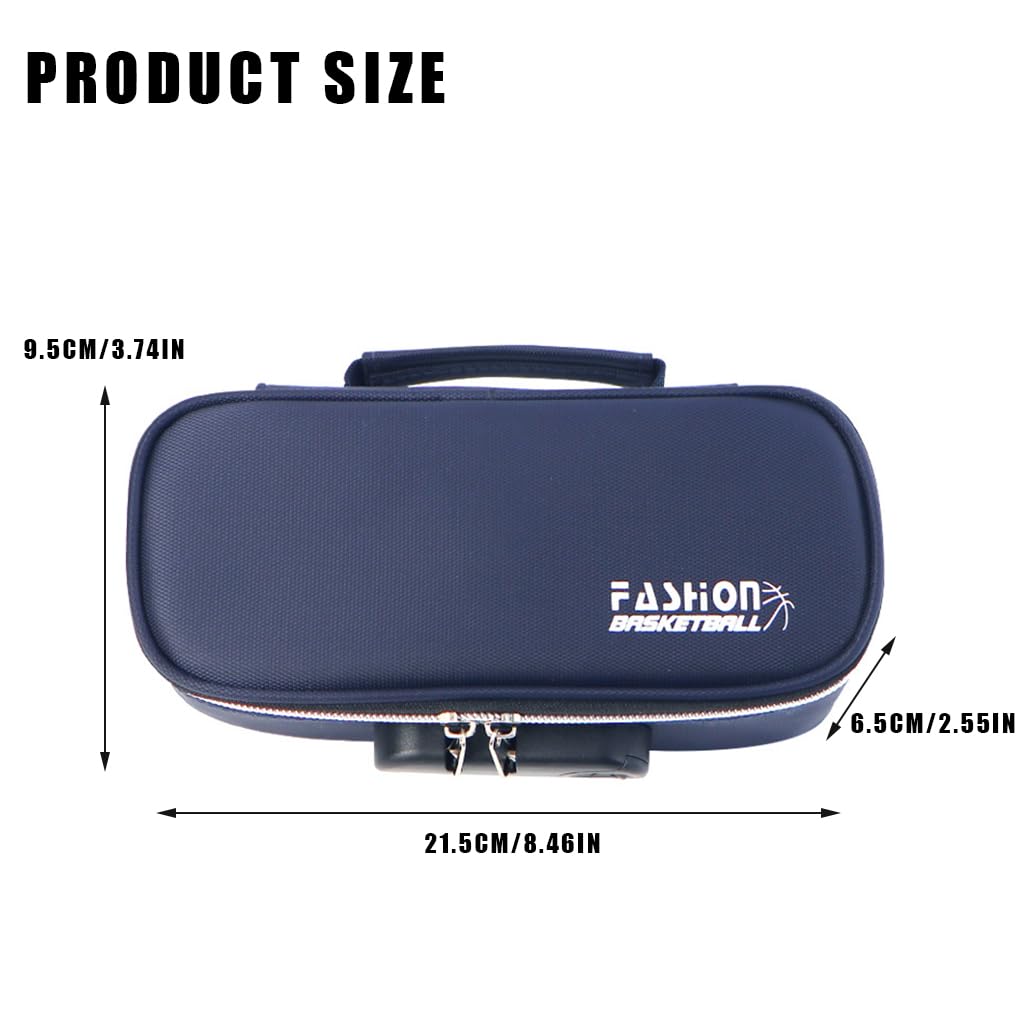 HASTHIP Large Capacity Pencil Case for School with 4 Layer Compartments and Combination Lock | Waterproof Blue Storage Box for Boys and Girls