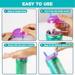 HASTHIP® 4 Pack Reusable Soda Can Lids with Silicone Straws BPA-Free Airtight Seal Spill-Proof Easy to Use Fits Standard 12oz 16oz Cans 2 PCS