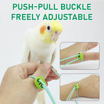 HASTHIP® 6.6ft Parrot Leash with 6.5mm Metal Feet Loop Elastic Bird Harness with Adjustable Buckle Wrist Attachable Bird Aviator Leash for Parrot, Budgerigars, Cockatiels