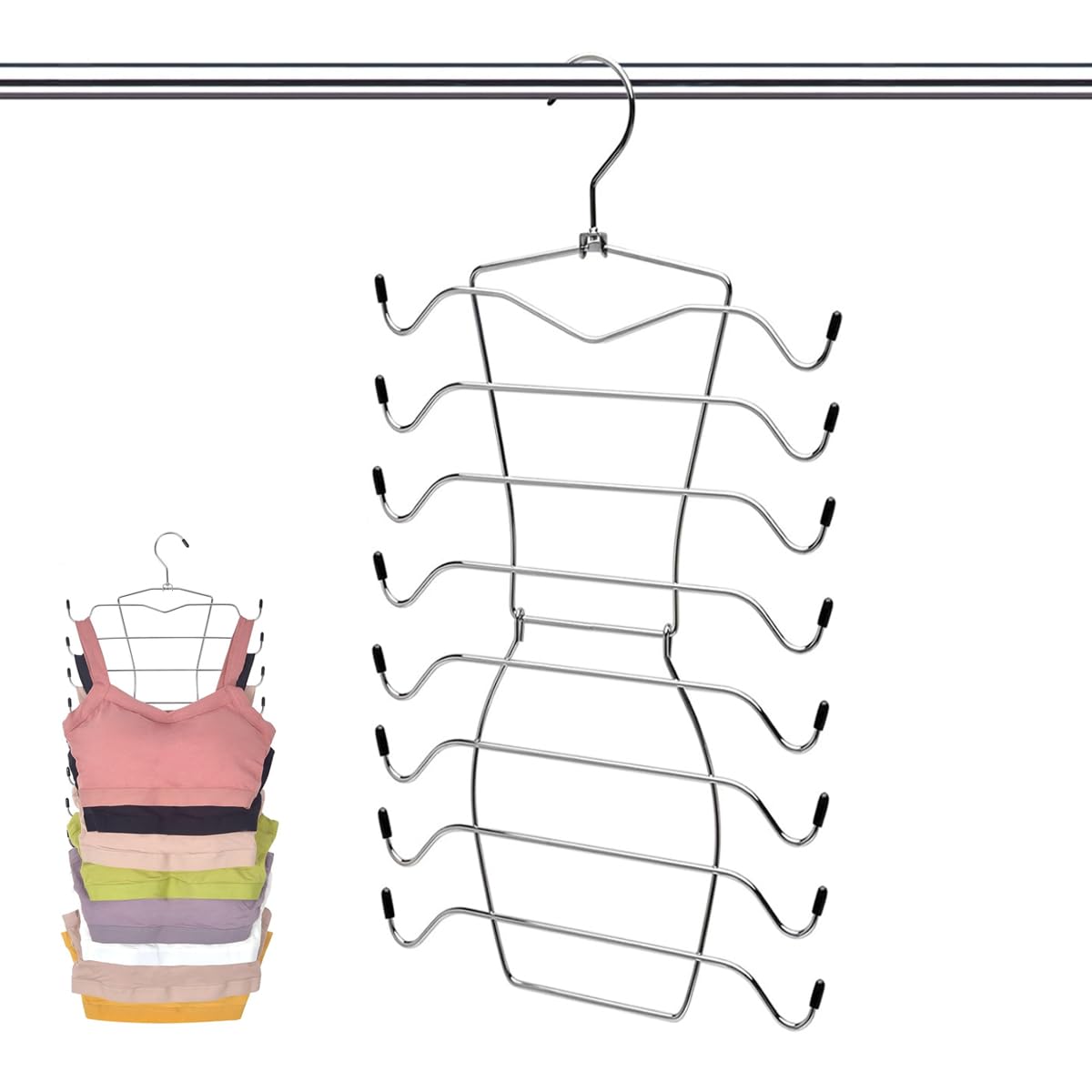 HASTHIP Bra Organizer for Wardrobe featuring 12 Bra Capacity with Foldable Stainless Steel Rack | Space Saving Undergarment Storage