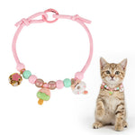 HASTHIP® Fashion Pet Collar for Small Dogs and Cats, Adjustable Beaded Necklace with Cute Cartoon Pendant, Soft Comfortable Collar for Pet Outdoor Walking, Holiday Party, Everyday Wear - Pink