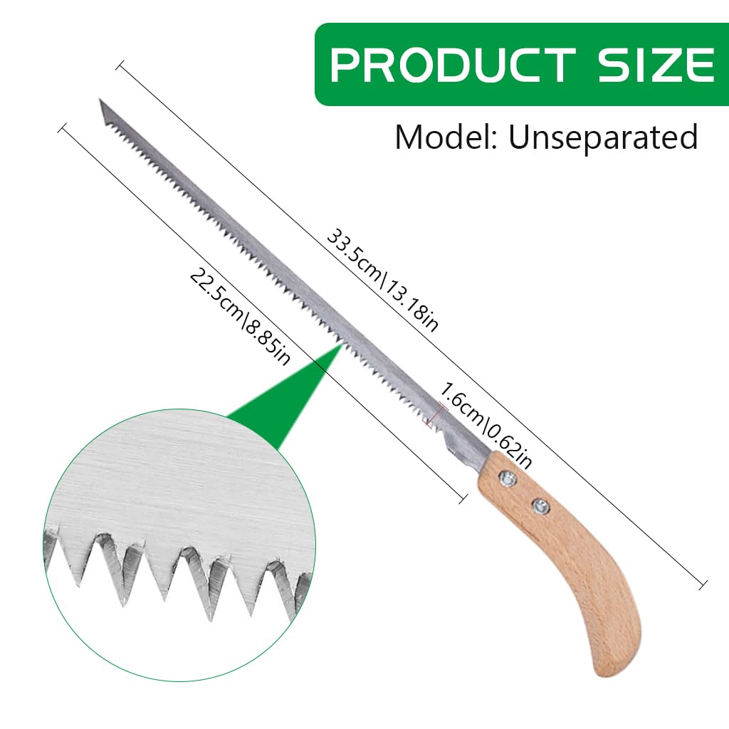 HASTHIP® Gardening Hand Saw Fine 13.9 Inches Wooden Handle Hand Saw Heavy Duty Steel Hand Saw Rugged Triple Razor Tooth Utility Hand Saw for Woodworking, Gardening