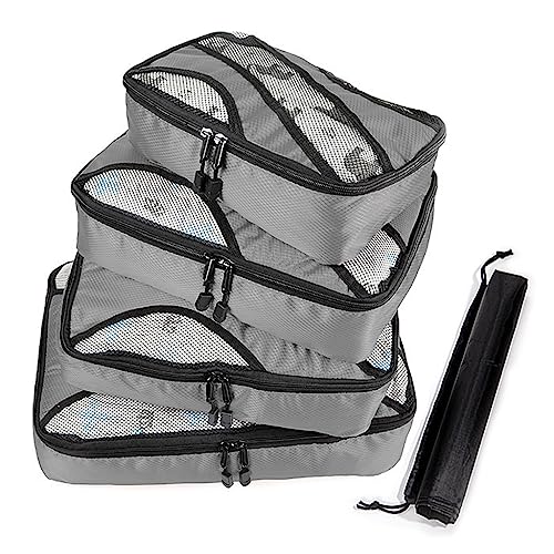 HASTHIP® 4 Set Luggage Packing Organization Cubes, Travel Cubes Travel Organizer Bags for Carry on Luggage, Compression Suitcase Organizer Bags Set for Travel Essentials