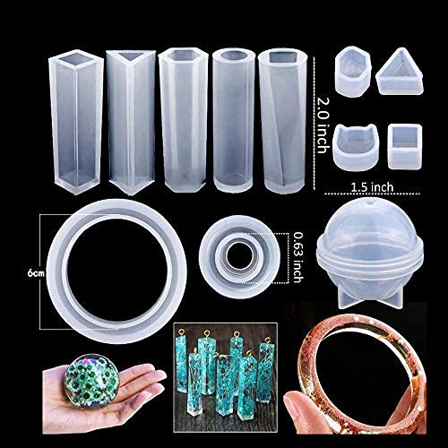 109 PCS Silicone Resin Moulds for Jewellery Making with a Storage Bag, Epoxy Resin Moulds, Jewelry Casting Molds Craft DIY Set, White