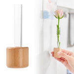 HASTHIP Fridge Magnet Hydroponics Tube for Home Decor with Magnetic Wooden Holder | Fresh Green Style