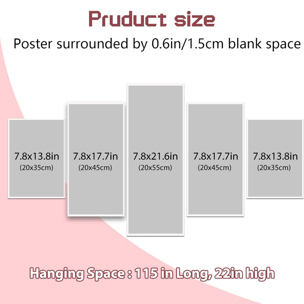HASTHIP Anime Poster for Living Room featuring 5 Piece 20x35cm to 20x55cm Canvas Wall Art | Black and White Manga Design