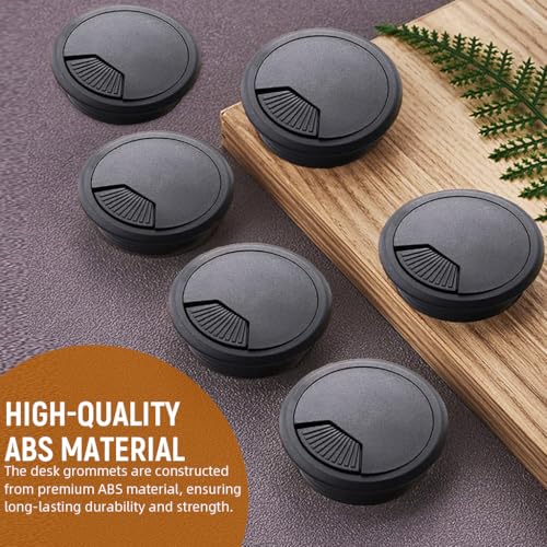 HASTHIP® Serplex 6 Pack 2 Inch Round Desk Grommets, Flip-Top Cable Organizer, Multi-Purpose Decorative Grommet Cover for Office Desk Wire Management, Power Cord Hole Covers