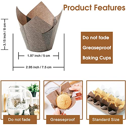 HASTHIP® 100Pcs Cupcake Liner, 5cm Diameter Tulip Cupcake Paper Cups