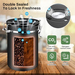 HASTHIP® Coffee Bean Canister 63oz/1.8L, Airtight Stainless Steel Food Storage Container with Lid, Date Tracker & Clear Window, Kitchen Organizer Jar for Coffee, Tea, Sugar, Flour, Pantry Organization