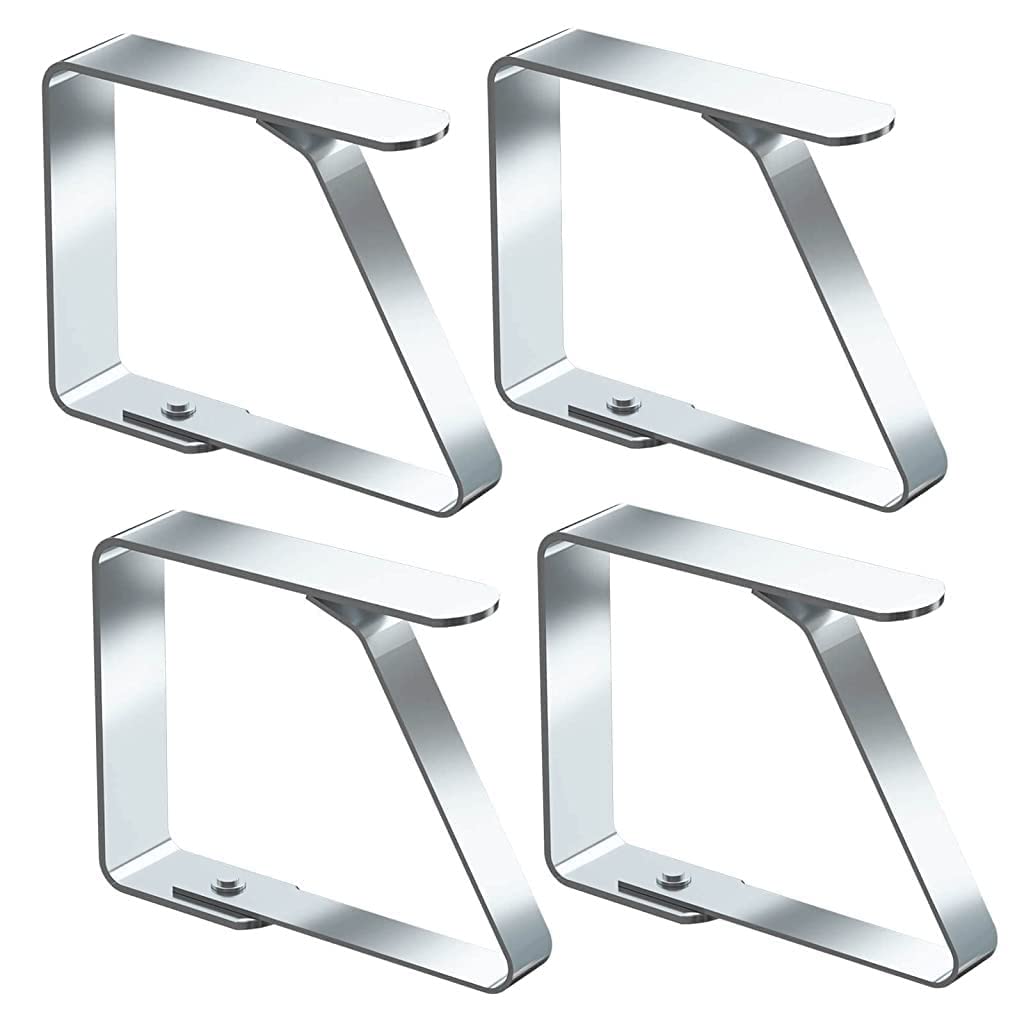 Tablecloth Clips, 4 Pack Stainless Steel Large Table Cover Clamps Table Cloth Holderss, Heavy Duty Picnic Table Clips, Table Cloth Holders Ideal for Restaurant Weddings Party (7 * 7.5cm)