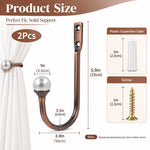 HASTHIP 2-Pack U-Shaped Aluminum Alloy Curtain Tiebacks with Decorative Pearl Ends, 15 x 10 cm