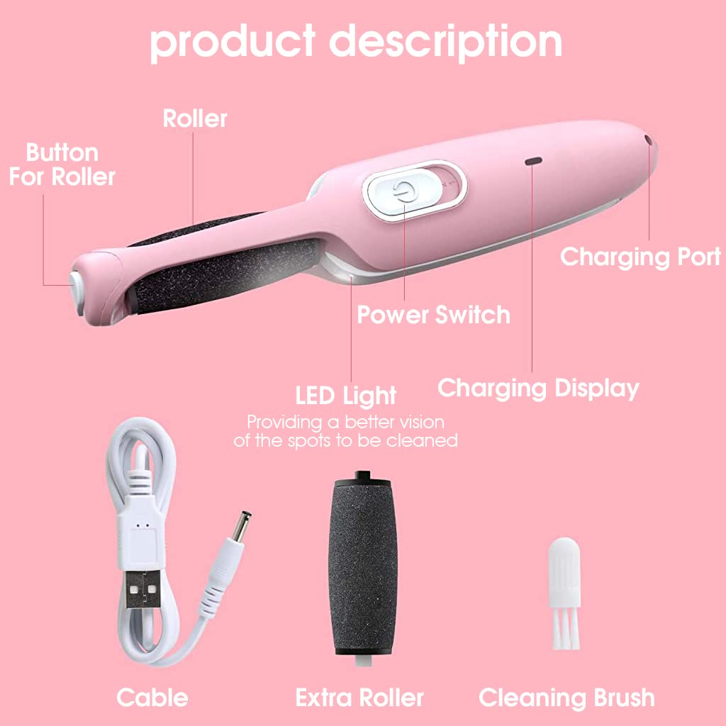 Callus Remover for Feet Electric USB Rechargeable Cordless Foot for Callus & Dead Skin Removal Ajustable Power Cordless Pedicure Device for Foot Callus & Feet Care