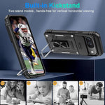 HASTHIP® Magnetic Phone Case for Google Pixel 9 & 9 Pro with Sliding Camera Shield & Stereoscopic Full Body Heavy Duty Rugged Shockproof Protective Phone Cover Holder Hard Cover Case Kickstand Ring