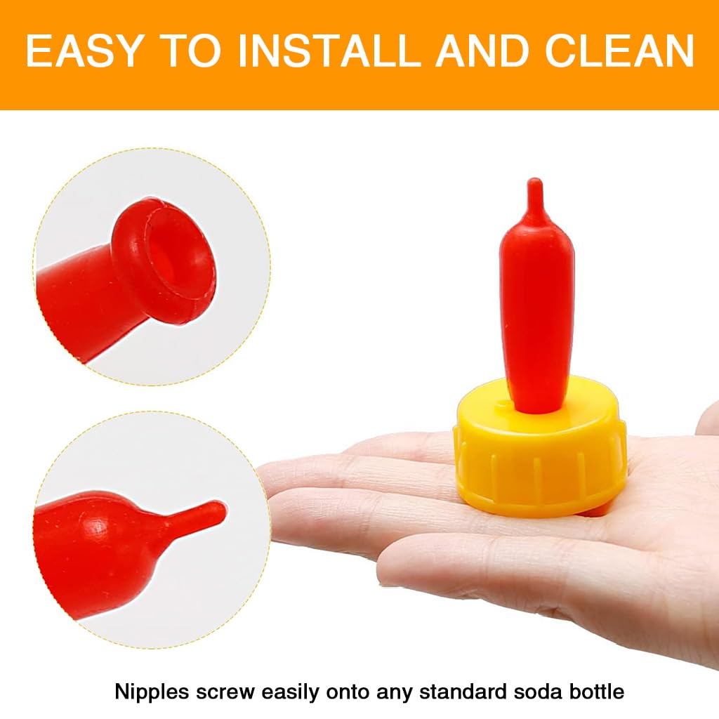 HASTHIP Feeding Nipples for Lamb Bottles with Universal Fit HDPE Material Set of 10 | Safe for Goats Calves and Piglets