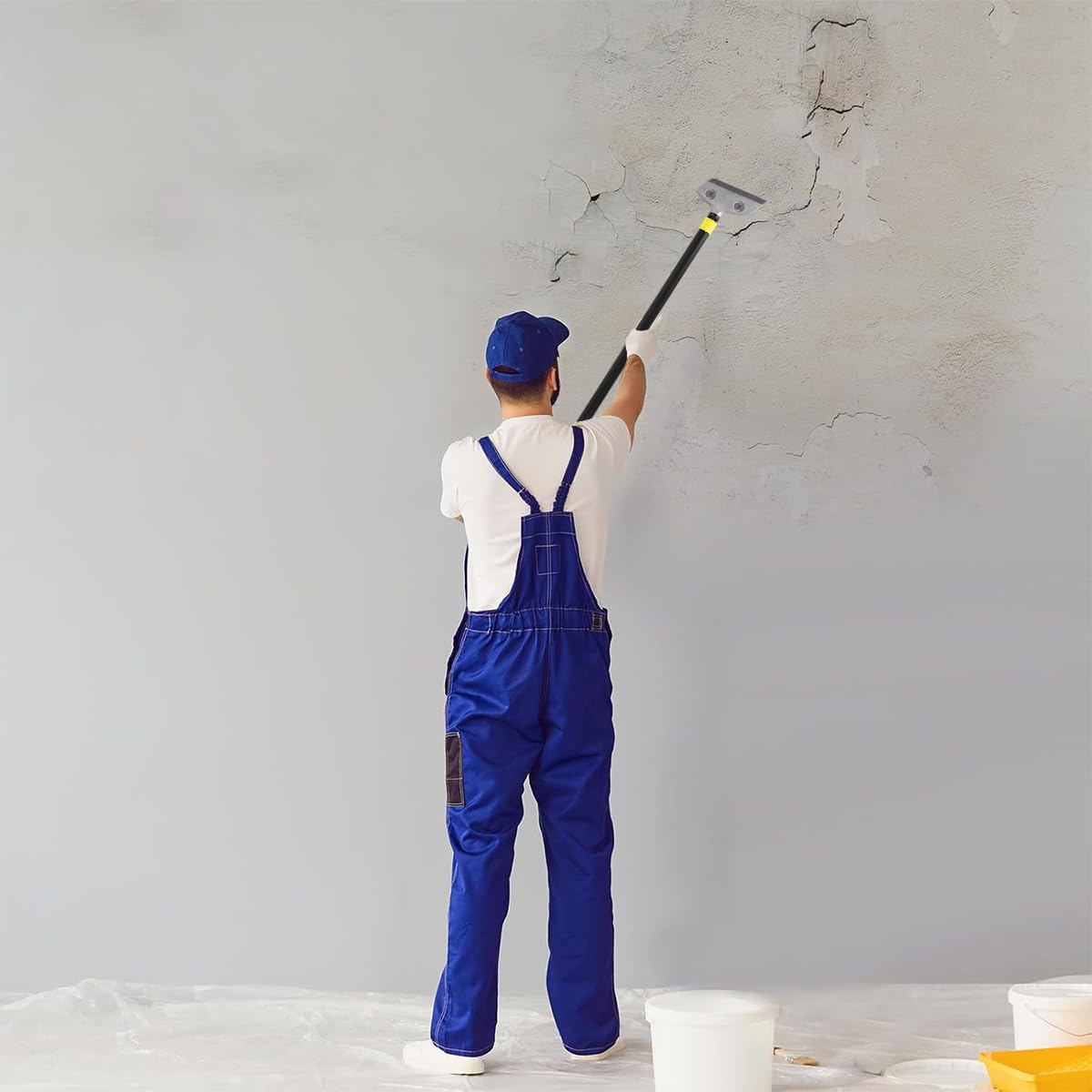 HASTHIP Blade Scraper for Floor and Wall Cleaning with 23.6 in Handle and Screw-Fixed Design | Includes 10 Replacement Metal Blades