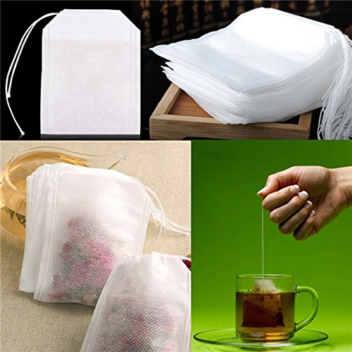 HASTHIP Tea Bags for Loose Leaf Tea featuring Drawstring Closure and 100 pcs 5.5x7cm | Non Woven Filter Bags