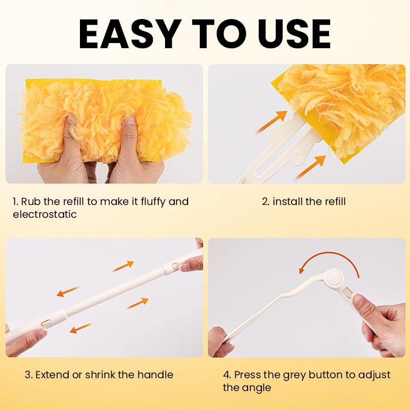 HASTHIP Double Sided Microfiber Duster with 20 Washable Refills for Home and Car Cleaning | Flexible Bendable Handle