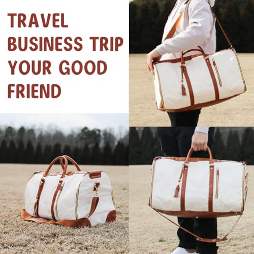 HASTHIP® Travel Duffel Bag Fashion PU Travel Luggage Bag Folding Carry-on Luggage Bag with Removable Shoulder Strap Waterproof Large Travel Duffel Bag Garment Bag, 20.4 x10x12.5 inches