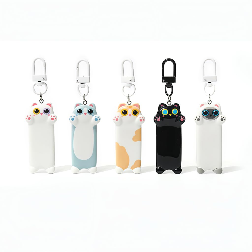 HASTHIP® 5Pcs Keychains Cartoon Cat Keyring Ornament Bag Charm with Clasp, 5 Designs, 3.7'' Cute Cartoon Kitty Hanging Pendant Backpack Charm Keyring Aesthetic, Gift for Friends, Girls