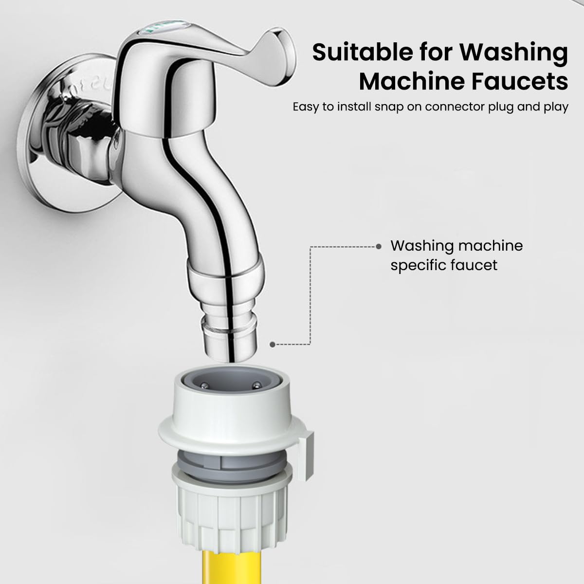 HASTHIP Replacement Faucet Connector for Laundry Machine with Secure Snap On Design and Plastic Build | 2Pcs Universal Hose Adapter