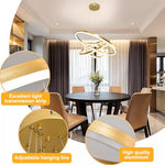 HASTHIP® Modern LED Chandelier for Living Room 55W Geometric Hanging Lamp Multi Ring Hanging Lamp with Remote Control Dimmable Ceiling Light for Living Room, Dining Room