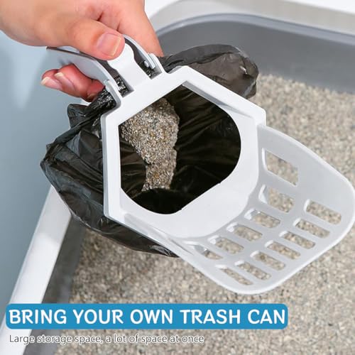 HASTHIP® Cat Litter Shovel, 3 in 1 Cat Litter Waste Bin Shovel with Waste Bag Dispenser Plastic Cat Litter Shovel with Intergrated Waste Collection Bin & Waste Bag