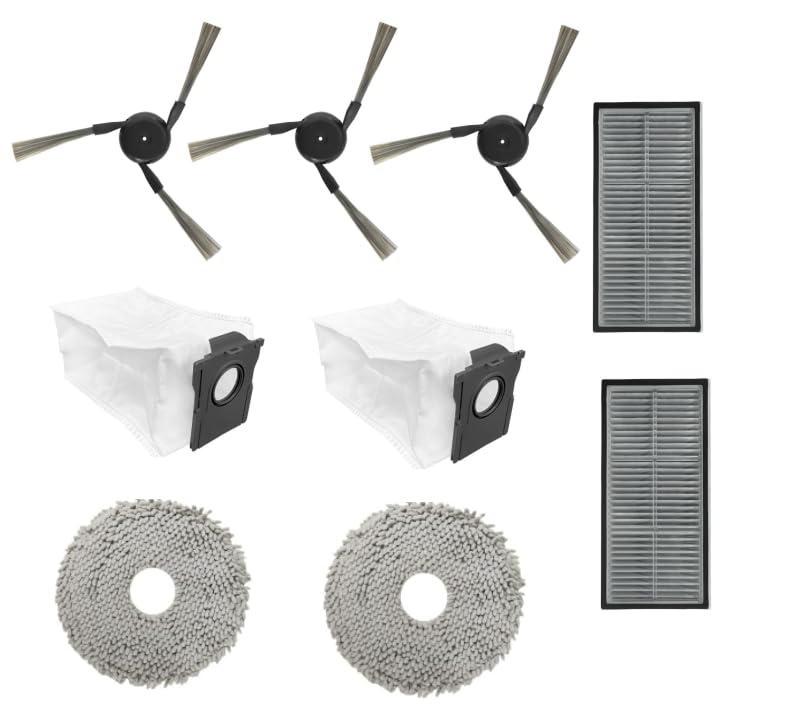 HASTHIP® 9PCS Replenishment Kit, Replacement Accessories for Drea*me X40 Ultra/ L40 Ultra, Replacement Parts including 3 Side Brushes, 2 Filters, 2 Dust Bags,2 Microfiber Mop Cloth - Cleaning Tools